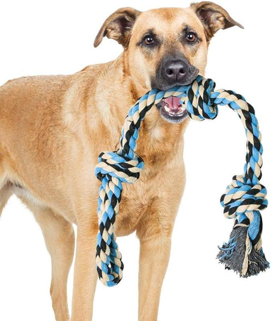 XL Dog Rope Toy for Aggressive Chewers - Dog Toy,Dog Rescue, Large Dog Toys, Durable Dog Toys for Aggressive Chewers, Nearly Indestructible Dog Toys for Aggressive Chewers, Blue