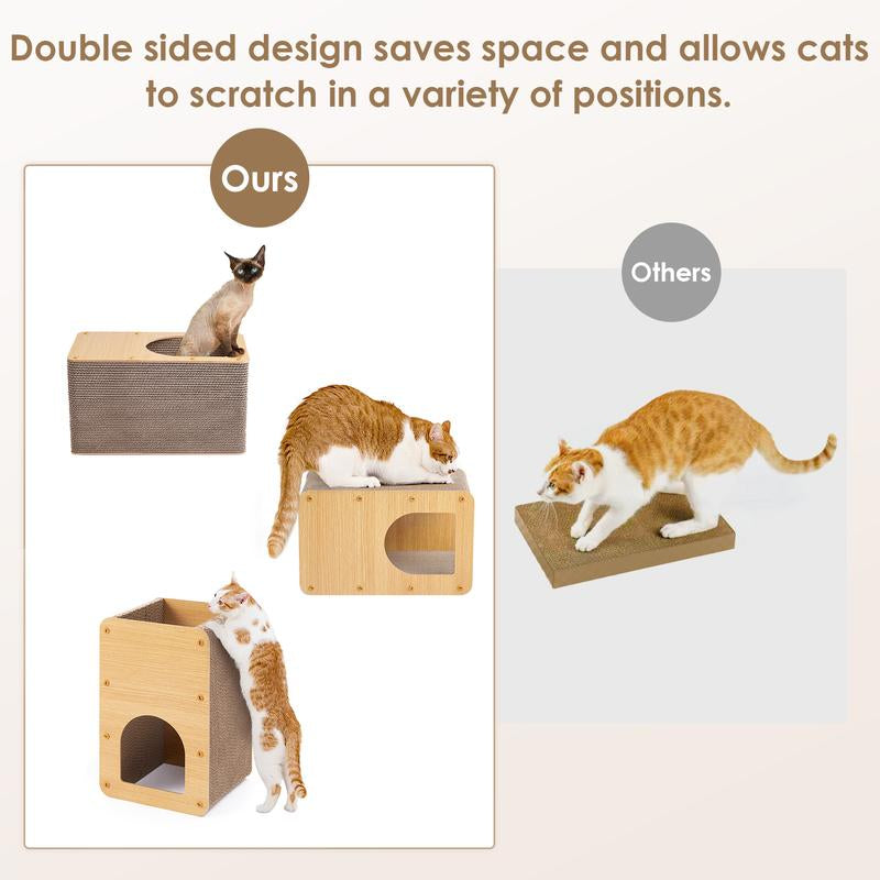EHEYCIGA Cardboard Cat Scratcher House, Cat Scratcher for Indoor Cats, Scratching Board Pad, Cat Toy,Brown