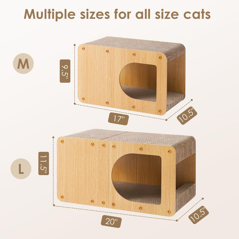 EHEYCIGA Cardboard Cat Scratcher House, Cat Scratcher for Indoor Cats, Scratching Board Pad, Cat Toy,Brown