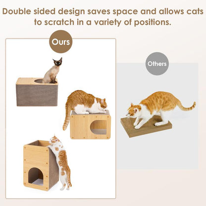 EHEYCIGA Cardboard Cat Scratcher House, Cat Scratcher for Indoor Cats, Scratching Board Pad, Cat Toy,Brown