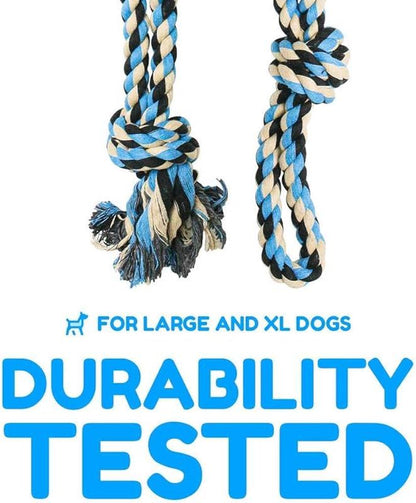 XL Dog Rope Toy for Aggressive Chewers - Dog Toy,Dog Rescue, Large Dog Toys, Durable Dog Toys for Aggressive Chewers, Nearly Indestructible Dog Toys for Aggressive Chewers, Blue